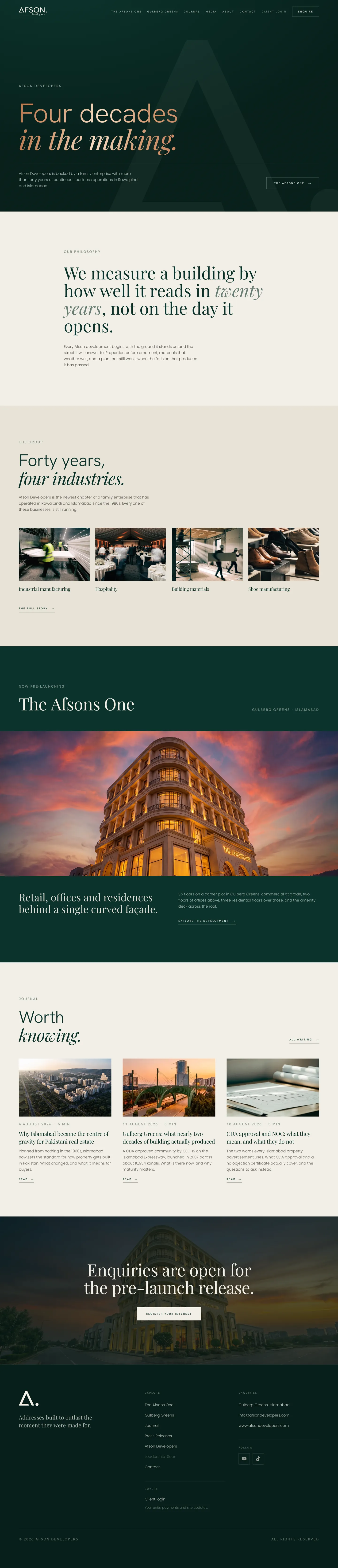 The Home page of afsondevelopers.com, designed by Revolt